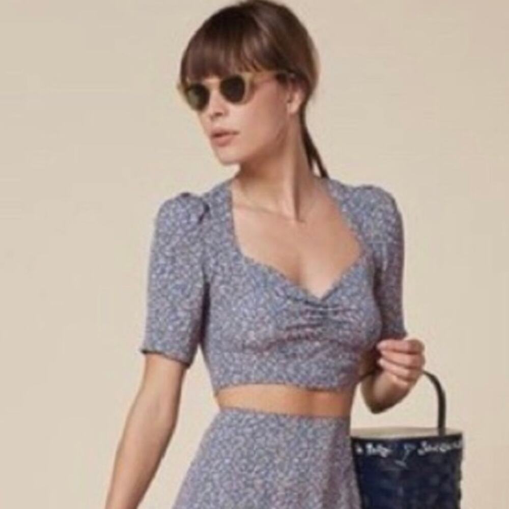 Reformation Eugenia Ditzy Floral Crop Top Blouse size 6 - Picture 3 of 13